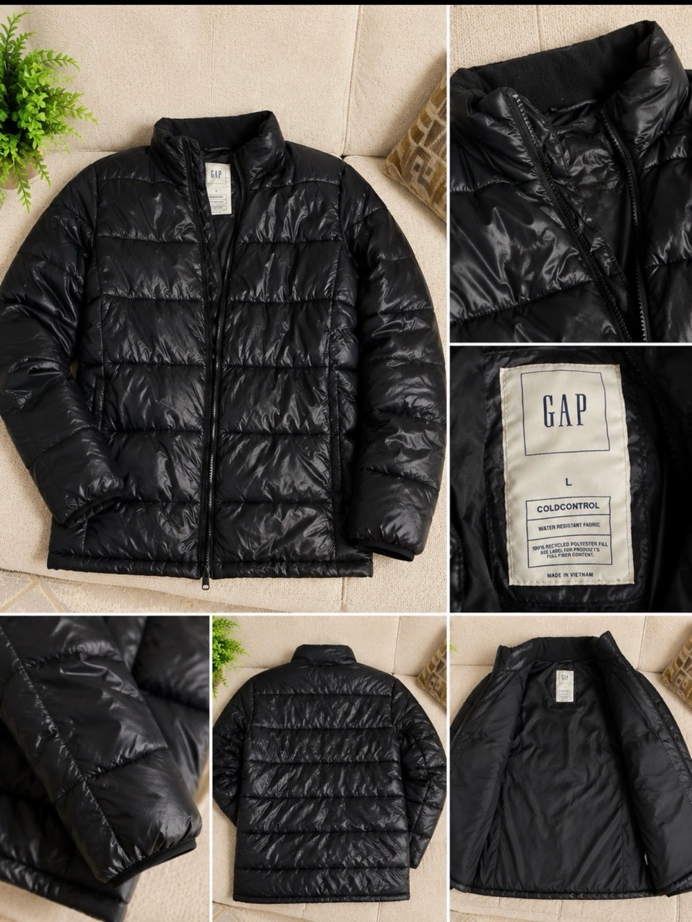 GAP Black Women's Quilted Puffer Jacket